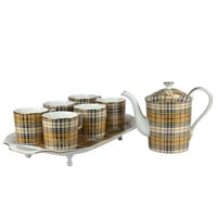 طقم شاي سيراميك بنقشة الترتان