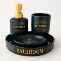 إكسسوارات حمام سيراميكي فاخر – أبيض بلمسات ذهبية