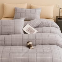 طقم مفارش سرير رمادي أنيق – 4 قطع