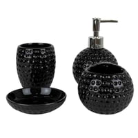 طقم إكسسوارات حمام سيراميكية - أسود فاخر