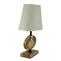 أباجورة طاولة بتصميم حلقي من الخشب الطبيعي