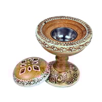 مبخرة خشبية فاخرة بنقوش يدوية تقليدية مع غطاء