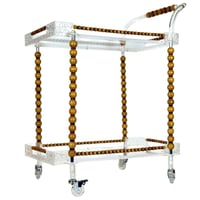 عربة تقديم فاخرة بمقبض خشبي وتصميم أكريليك شفاف