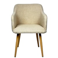 كرسي مبطن أنيق بلون بيج مع مساند