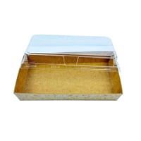 علبة طعام كرافت مستطيلة مع غطاء شفاف 10 قطع