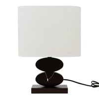 مصباح طاولة ديكوري بقاعدة حجرية الشكل وغطاء قماشي...