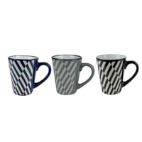 طقم أكواب سيراميك مخططة