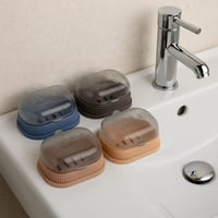 علبة صابون بلاستيكية بغطاء محكم - طقم 4 ألوان