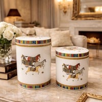 طقم فازات خزفية فاخرة بنقشة الخيول التراثية