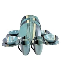 طقم سفرة سيراميك عصري مكون من 16 قطعة – ألوان مخطط...