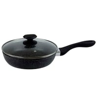 مقلاة غير لاصقة بغطاء زجاجي – أسود منقط