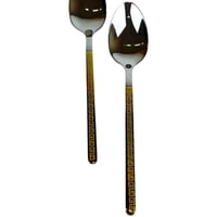 طقم ملاعق طعام استيل مزينة بنقشة ذهبية