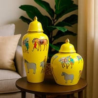 طقم فازات ديكور سيراميكية بطابع كلاسيكي ورسومات خي...