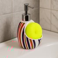 موزع صابون مع حامل إسفنجة مدمج – تصميم مخطط عصري