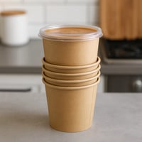 أكواب ورقية مع أغطية بلاستيكية شفافة 5 قطع