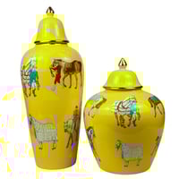 طقم فازات ديكور سيراميكية بطابع كلاسيكي ورسومات خي...