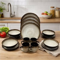 طقم سفرة بورسلان عصري بلون ترابي – 16 قطعة