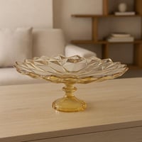 طبق تقديم زجاجي فاخر بلون عنبري – تصميم هندسي