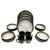 طقم سفرة بورسلان عصري بلون ترابي – 16 قطعة