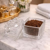 علبة كريستال مربعة بغطاء فيونكة لحفظ البخور والمعم...