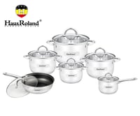 طقم قدور من هاوس رولاند، مصنوع من ستانلس ستيل مع أ...