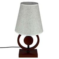 مصباح طاولة بتصميم حلقي خشبي كلاسيكي