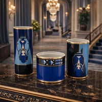 طقم فازات سيراميك ازرق ملكي بتصميم فني عصري