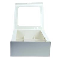 علبة حلويات كرتون مع فواصل وغطاء شفاف 10 قطع