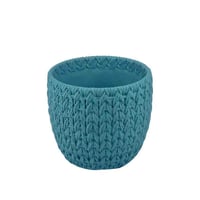 أصيص زرع سيراميكي بنقشة قماش محبوك - حجم متوسط