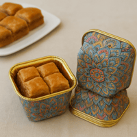 قوالب ورقية مربعة مزخرفة ببطانة ذهبية 20 قالب