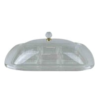 صحن تقديم اكريلك مقسم بغطاء شفاف ومقبض كريستالي