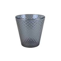 طقم زجاجي رمادي بنقشة ماسية (كوب + زبدية)