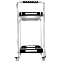 عربة تقديم بطبقتين بإطار شفاف ولمسات خشبية