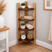 رف زاوية خشبي انيق اربع طبقات متعدد الاستخدام