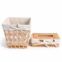 طقم سلال ويكر فاخرة مع أربطة قماشية (سلة تخزين + ع...