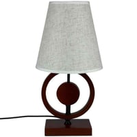 مصباح طاولة بتصميم حلقي خشبي كلاسيكي