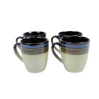 طقم سفرة سيراميك فخم بتدرجات الأزرق والبيج - 16 قط...