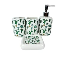 طقم حمام سيراميك مزخرف بنقش الصبار