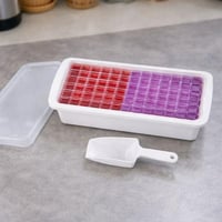 قالب مكعبات ثلج متعدد الخانات مع غطاء ومغرفة