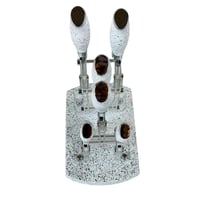 طقم سكاكين مطبخ مع حامل شفاف وقاعدة عصرية