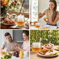 برطمان عسل زجاجي بغطاء وملعقه عسل