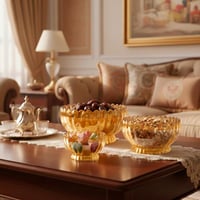 وعاء زجاجي فاخر بلون كهرماني – تصميم مموج أنيق