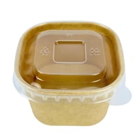 علبة طعام ورقية مربعة بغطاء بلاستيكي محكم