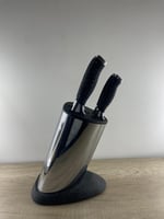 طقم سكاكين مطبخ أنيق مع حامل بتصميم عصري