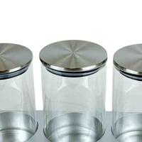 طقم برطمانات زجاجية بغطاء ستانلس ستيل وقاعدة -3قطع