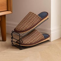 شبشب منزلي شتوي بنقشة مربعات خضراء