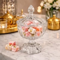 وعاء تقديم كريستال بقاعدة وغطاء فاخر