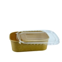 علبة طعام ورقية مستطيلة بغطاء شفاف محكم