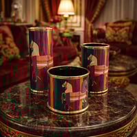 طقم فازات ديكور سيراميك فاخرة بنقشة الخيول الكلاسي...