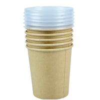 أكواب ورقية مع أغطية بلاستيكية شفافة 5 قطع